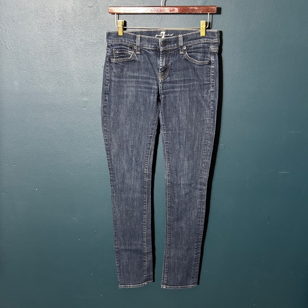 7 For All Mankind Womens Roxanne Dark Blue Skinny Jeans Size 26x30
